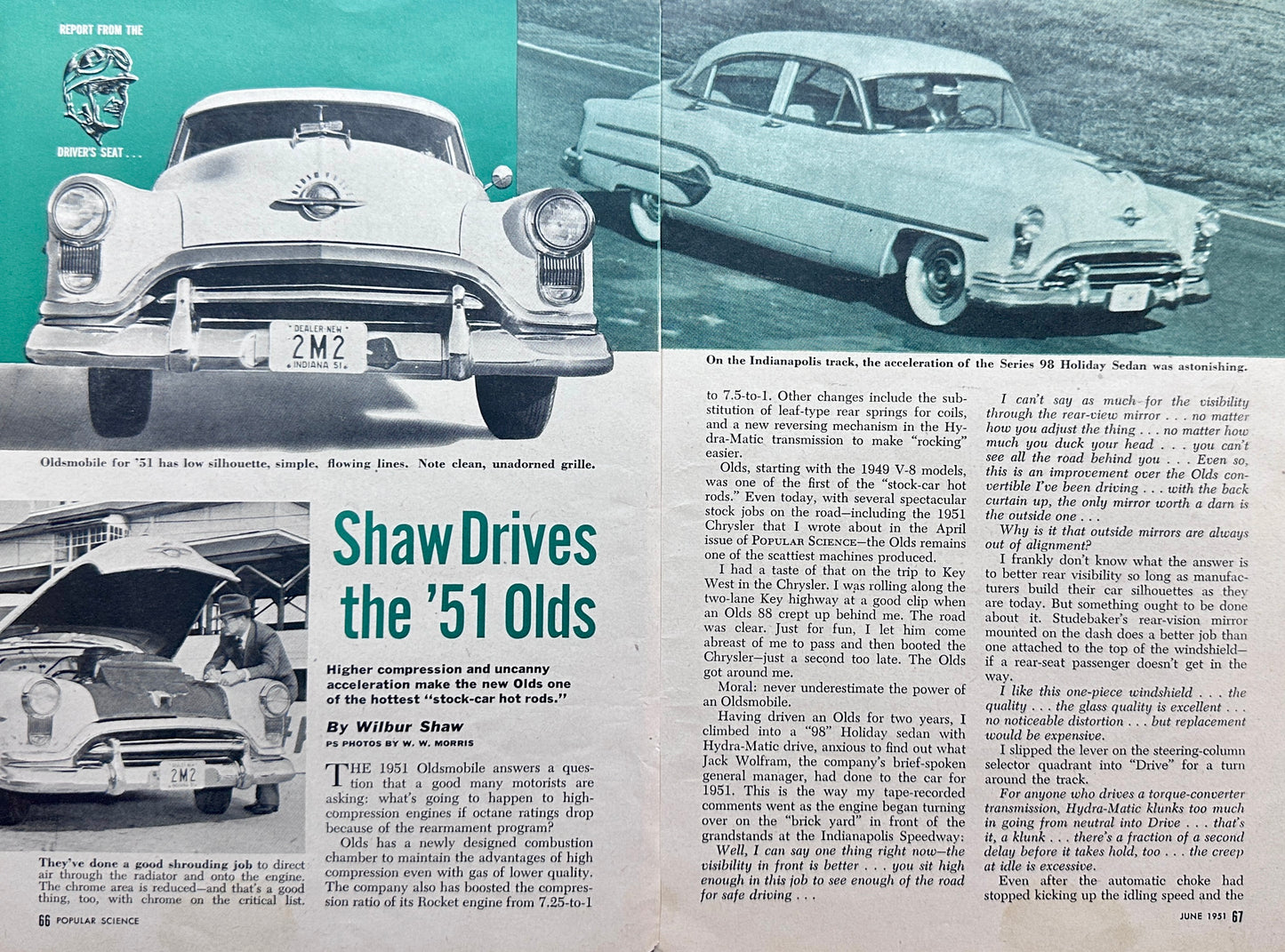 1951 Oldsmobile 98 Holiday Sedan Road Test by Wilbur Shaw - Popular Science Mag