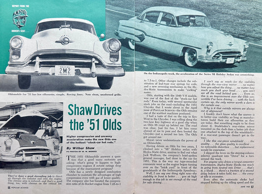 1951 Oldsmobile 98 Holiday Sedan Road Test by Wilbur Shaw - Popular Science Mag