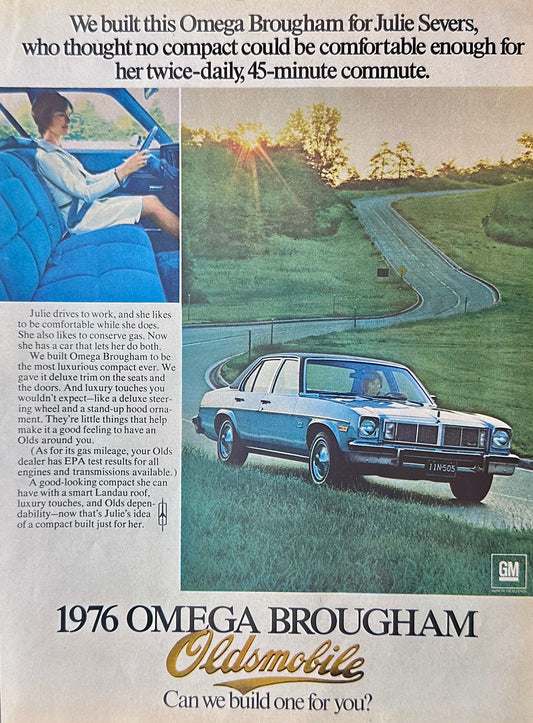 1976 Oldsmobile Omega Brougham Compact 4-Door Sedan Magazine Ad