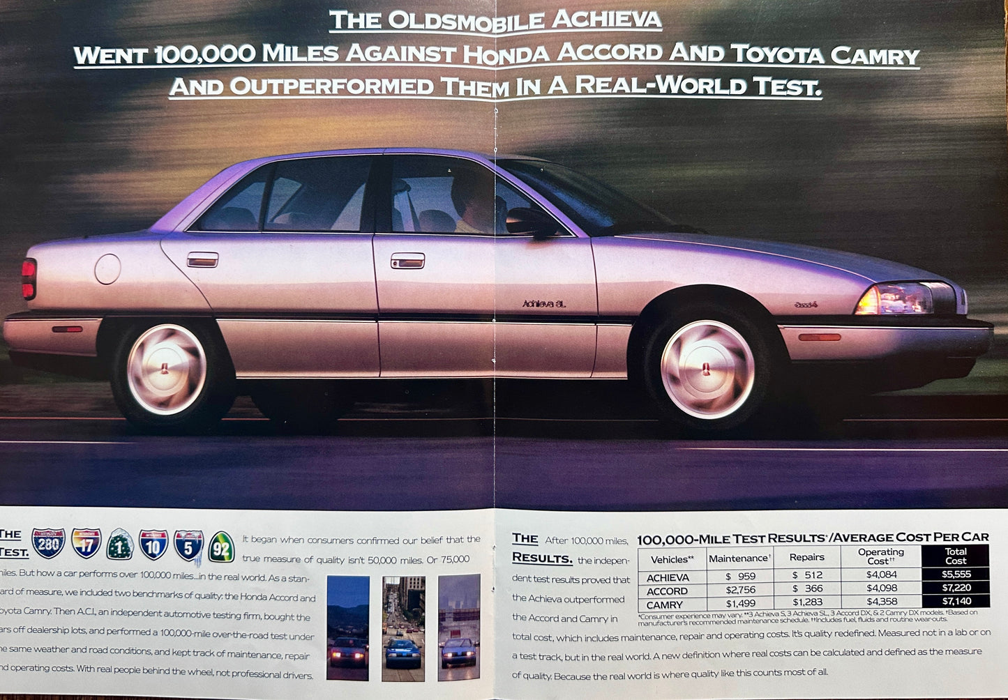 1992 Oldsmobile Achieva Sedan hits the market - 4-Page centerfold