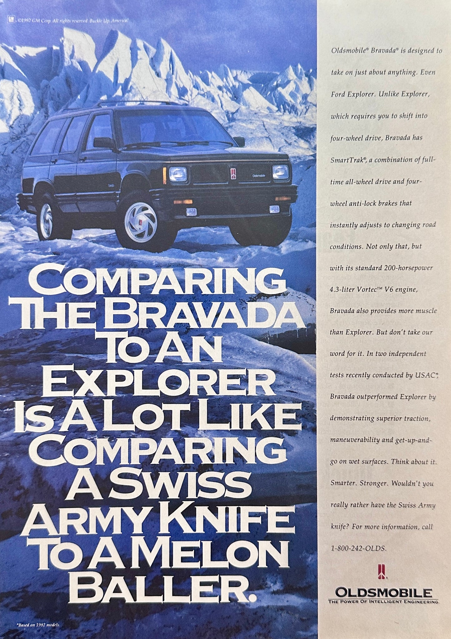 1992 Oldsmobile Bravada SUV Magazine Ad