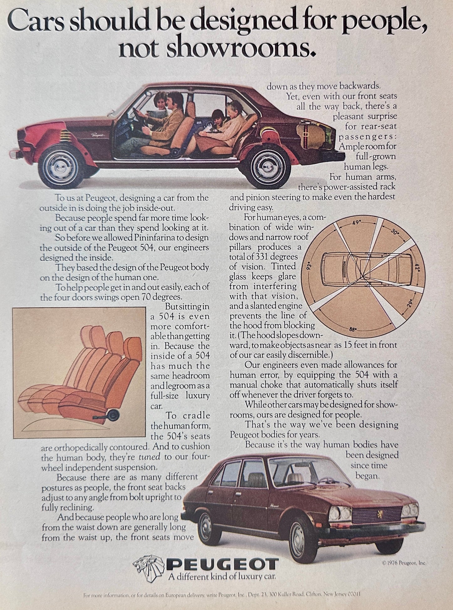 1976 Peugeot 504 Sedan Designed for People not Showroom -  Magazine Ad