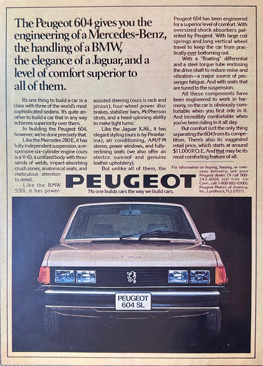 1977 Peugeot 604 SL Sedan Magazine Ad