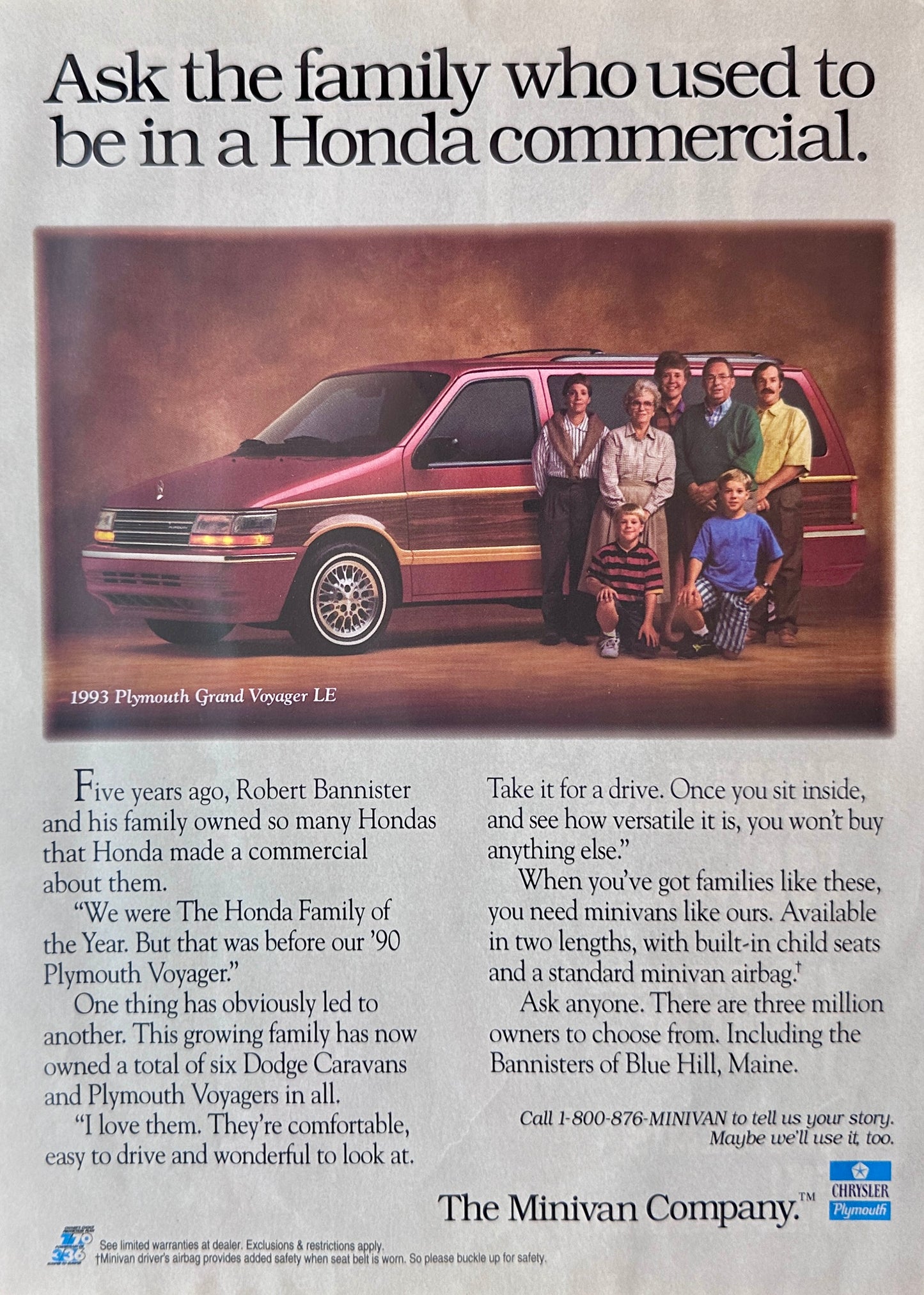 1993 Plymouth Grand Voyager LE Minivan - Ask the Family Who Used to Own A Honda Ad