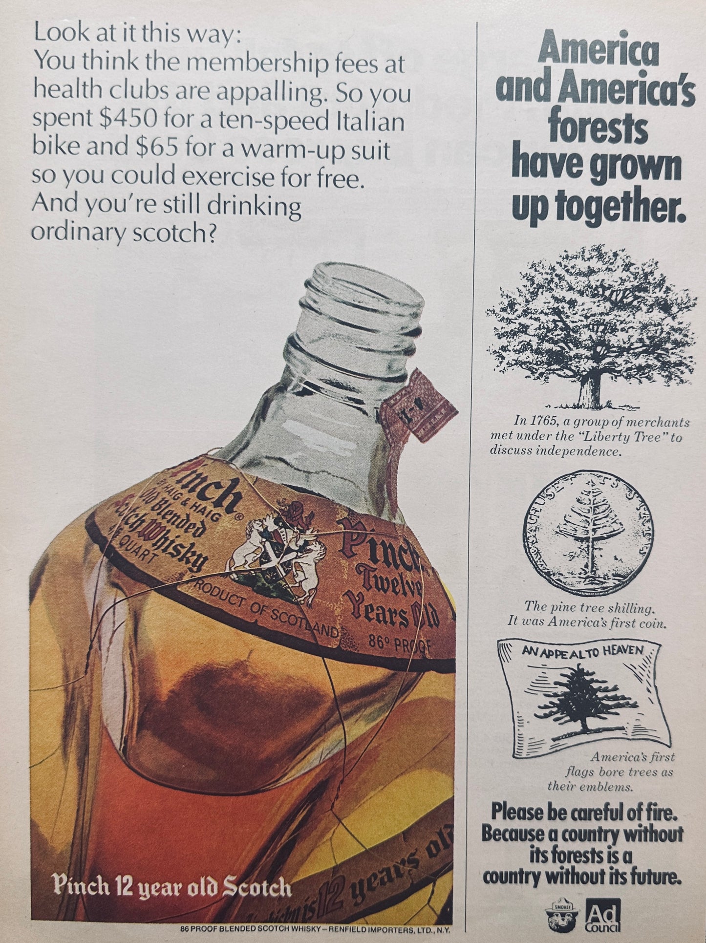 1976 Piedmont Airlines - Pinch 12yr Old Scotch - Magazine Ad