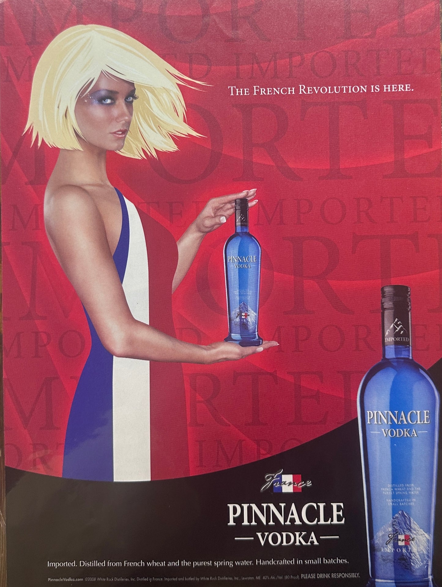 2008 Pinnacle Vodka - Imported from France - Vintage Hey Bartender Ad!