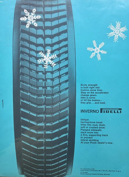 1961 Pirellis Inverno Snow Tire - Vintage Ad