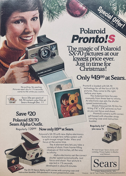 1976 Polaroid Pronto Camera  from Sears - Magazine Ad