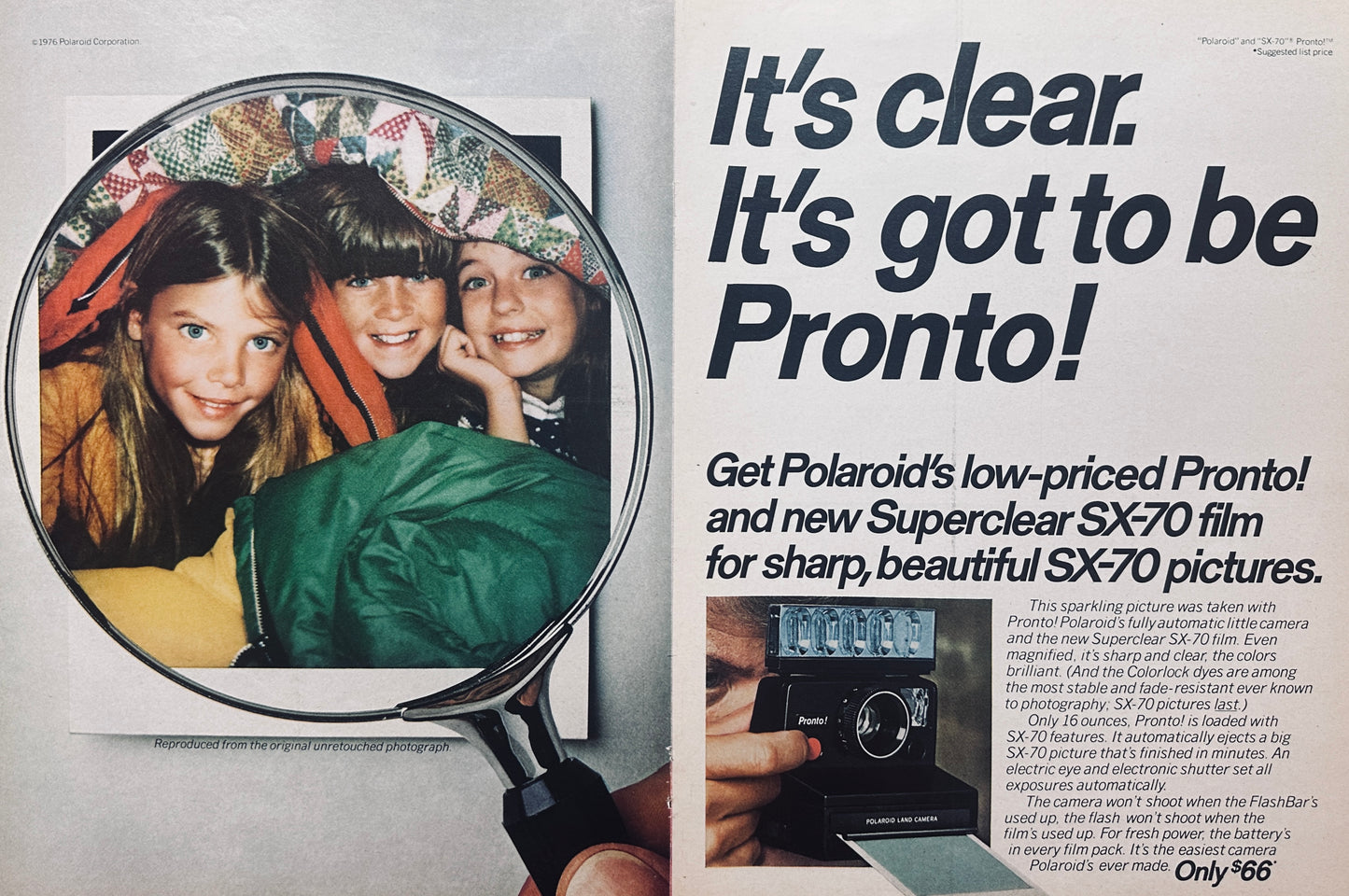 1976 Polaroid Pronto Centerfold Ad