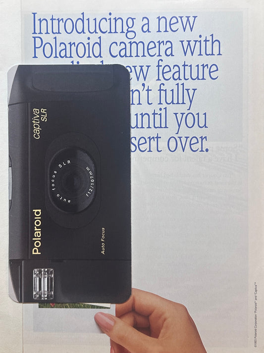 1993 Polaroid Captiva SLR - Unique Magazine Ad - Pull out Card