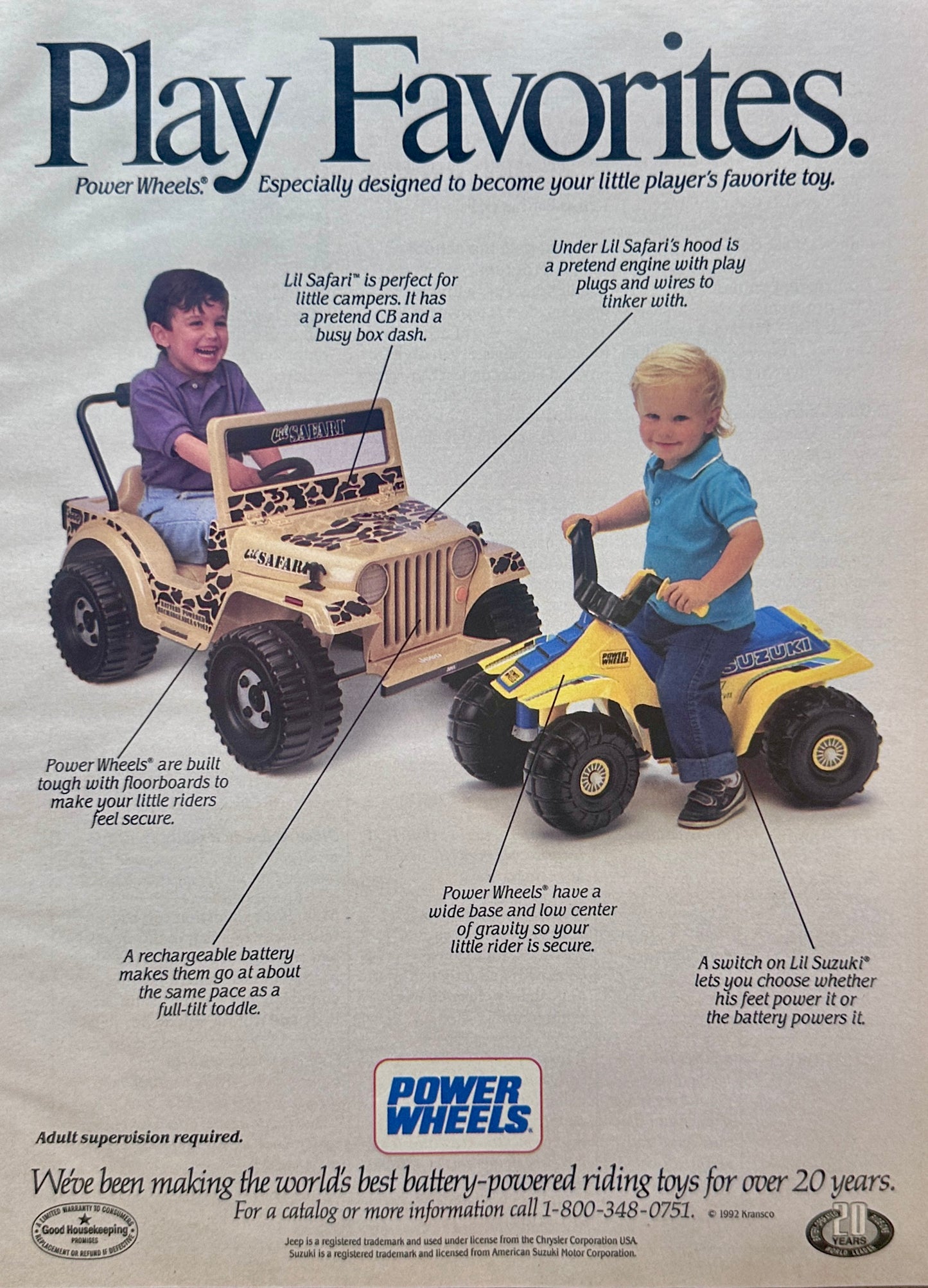 1992 Power Wheels Ride On - Ride In Battery Powered Children's Toys - Ad