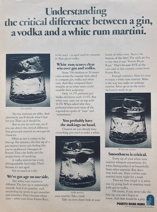 1976 Understanding the Difference Between Puerto Rican Rum & Others - Vintage Ad