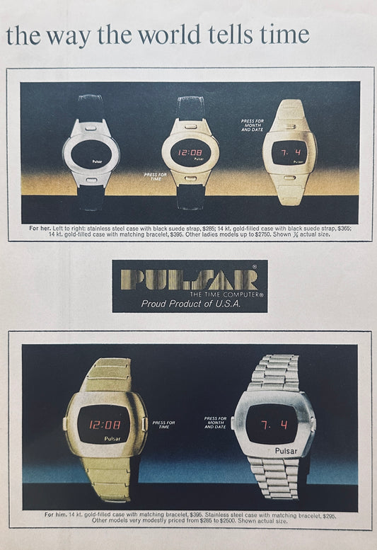 1976 Pulsar - The Way The World  Tells Time - Vintage Ad