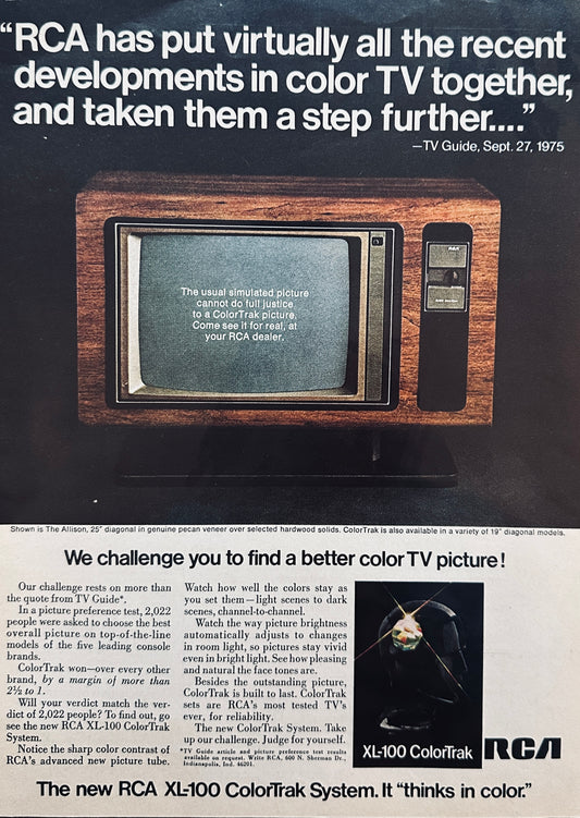 1976 RCA XL-100 ColorTrak System - It Thinks in Color - Television Set Ad