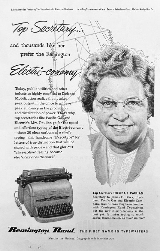 1951 Remington Rand Electri-conomy Typewriter - Promotional Ad