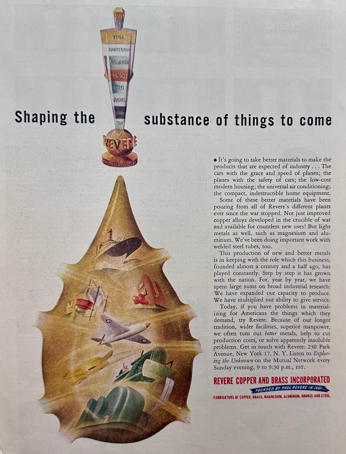 1946 - 1949? Revere Copper & Brass Inc & Monsanto Chemicals & Plastics Ad