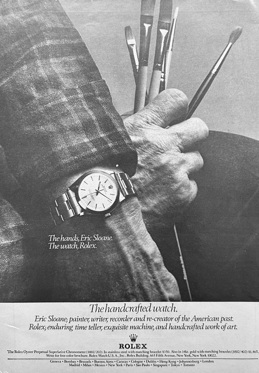 1976 Rolex - The Handcrafted Watch & Eric Sloane - Vintage Ad