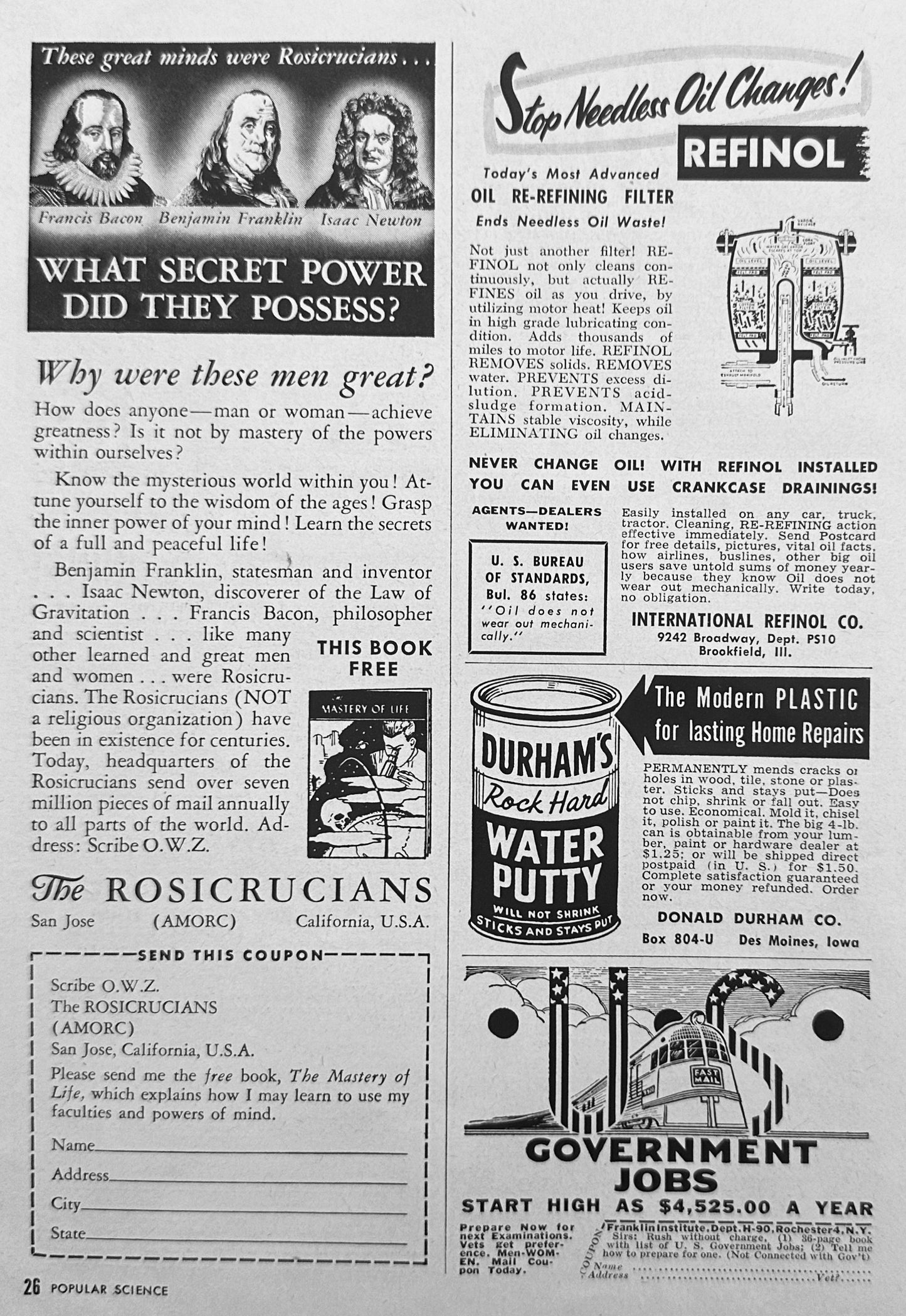 1955 & 1956 Rosicrucians Advertisments Mental Poisoning & Secret Powers Ad