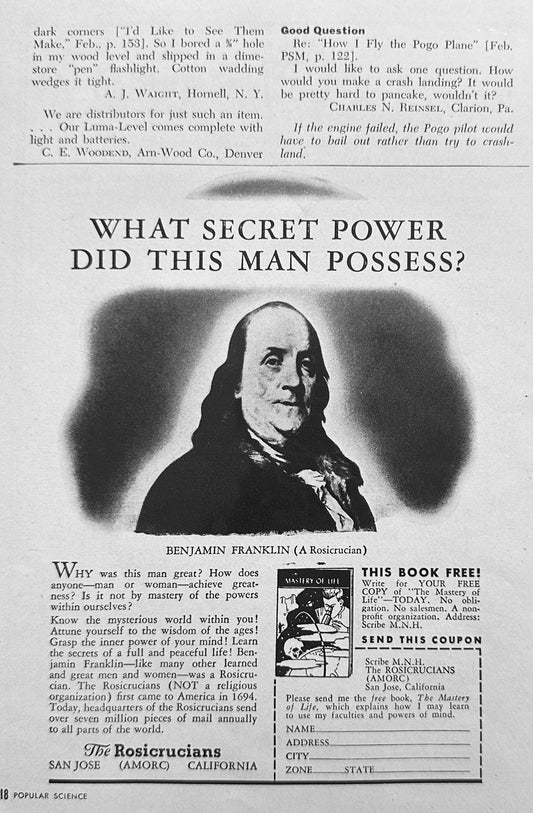 1955 Rosicrucian Ads - What Secret Powers Do These Men Possess ?