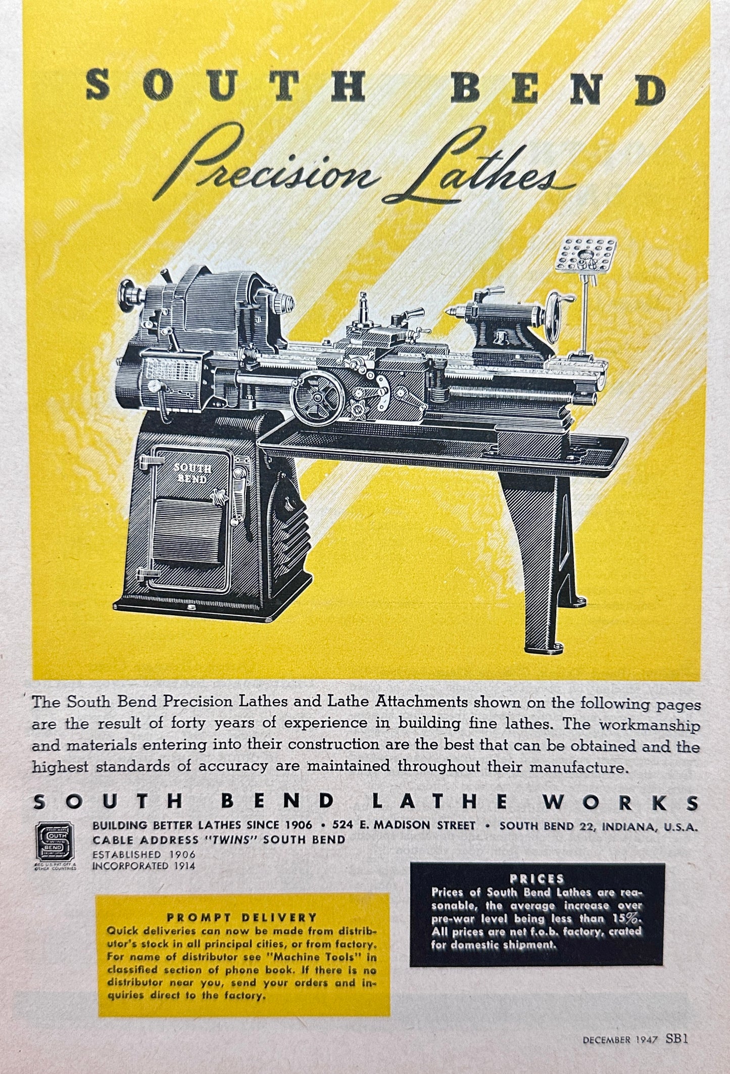 1947 South Bend Lathe Multi-Page Vintage Advertisment