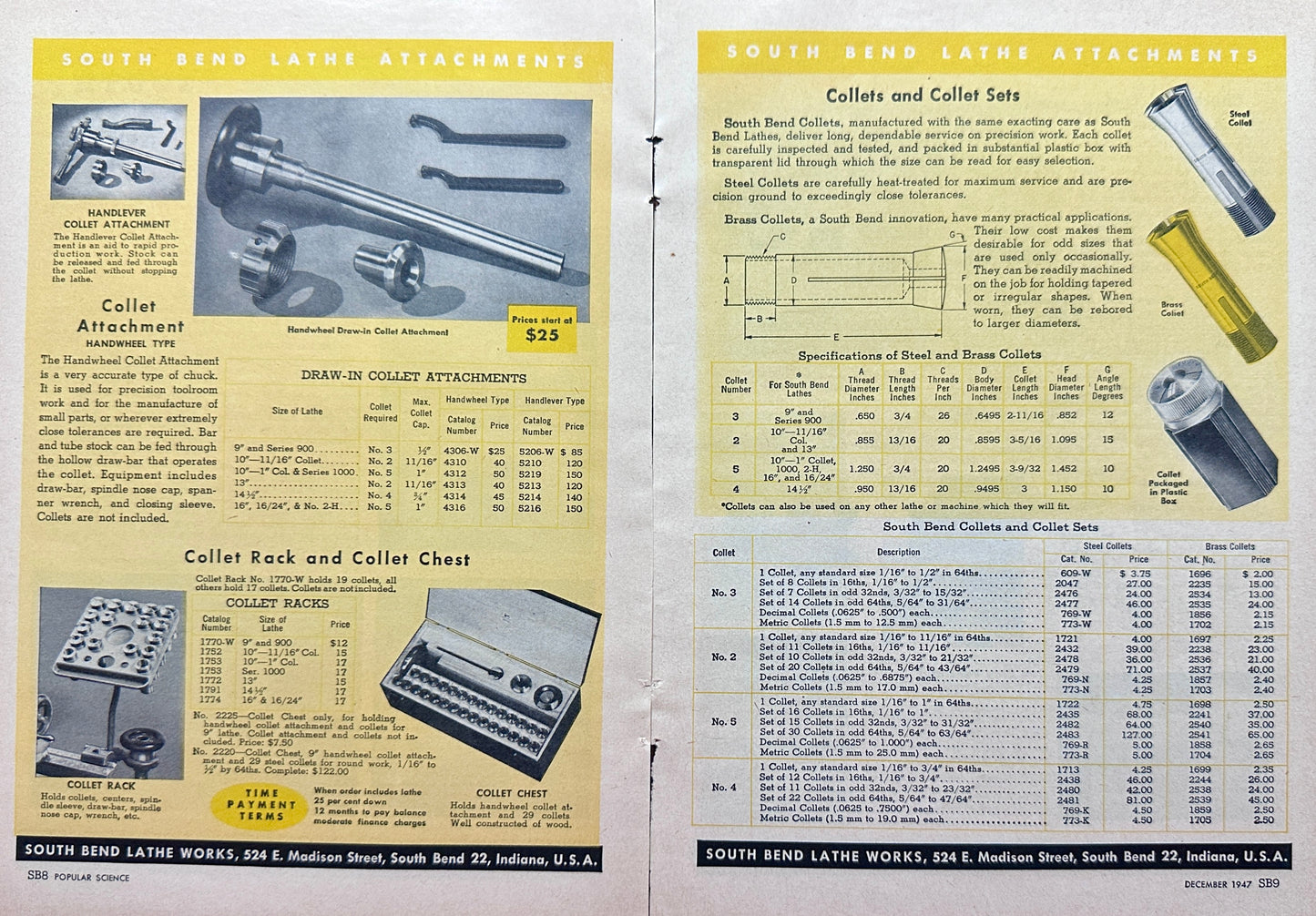 1947 South Bend Lathe Multi-Page Vintage Advertisment