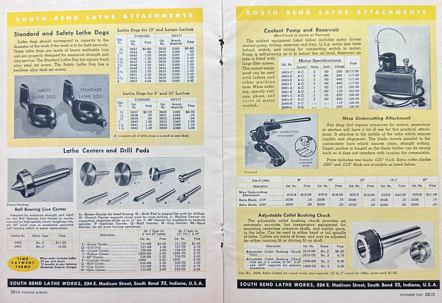 1947 South Bend Lathe Multi-Page Vintage Advertisment