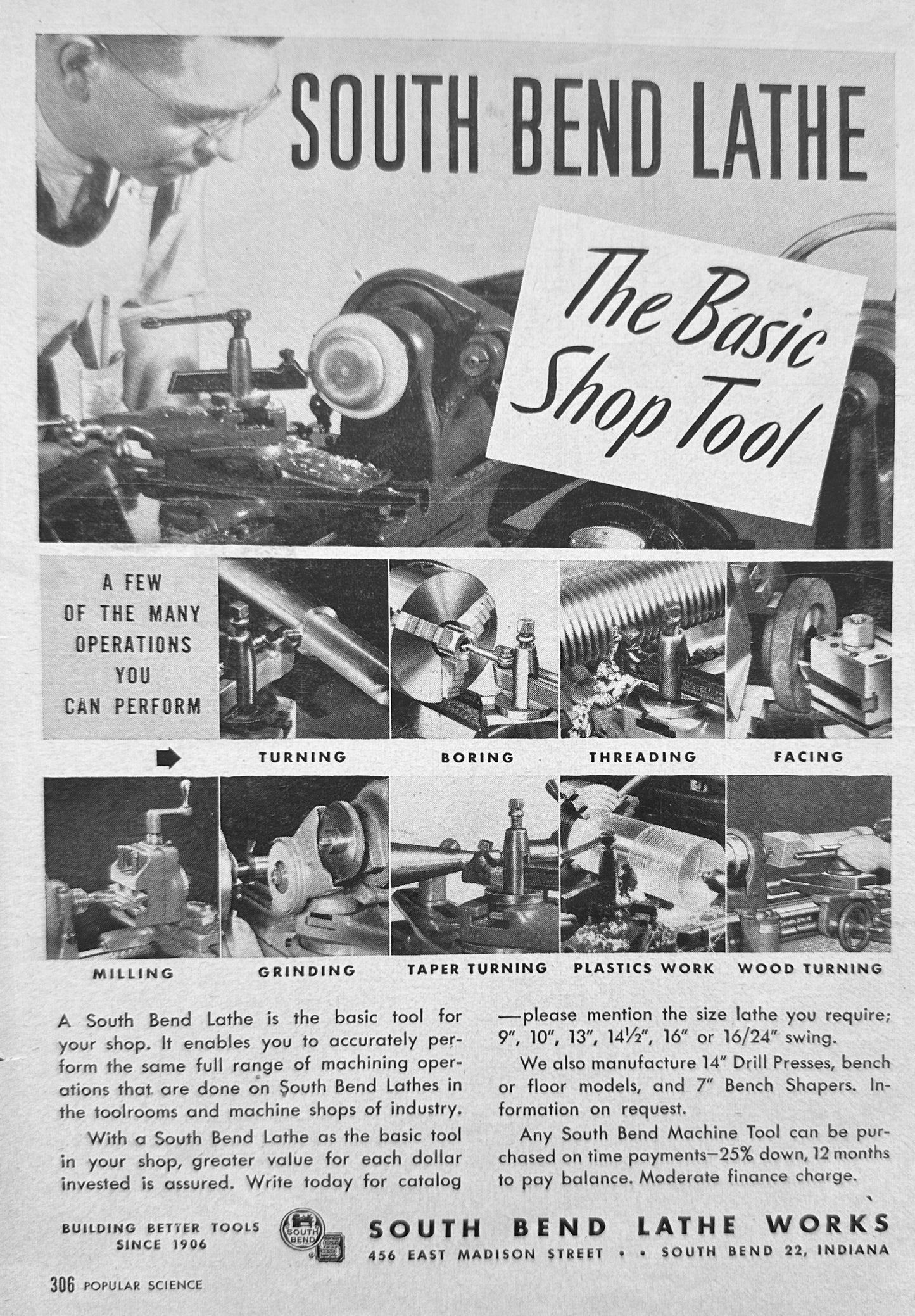 1949 South Bend Lathe - The Basic Shop Tool - Vintage Ad