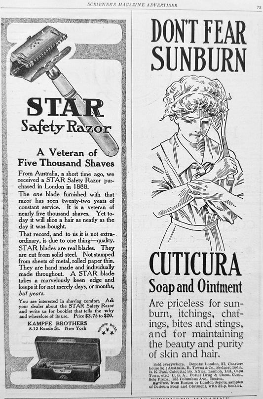 1911 Star Safety Razor & Cuticura Soap & Ointment Magazine Ad