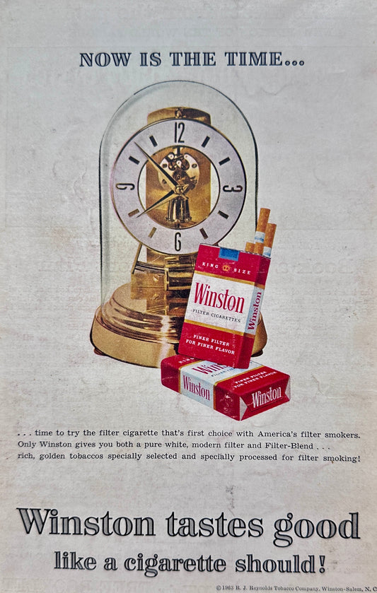 1963 Winston Filter Cigarette - Now is the Time - Vintage Ad