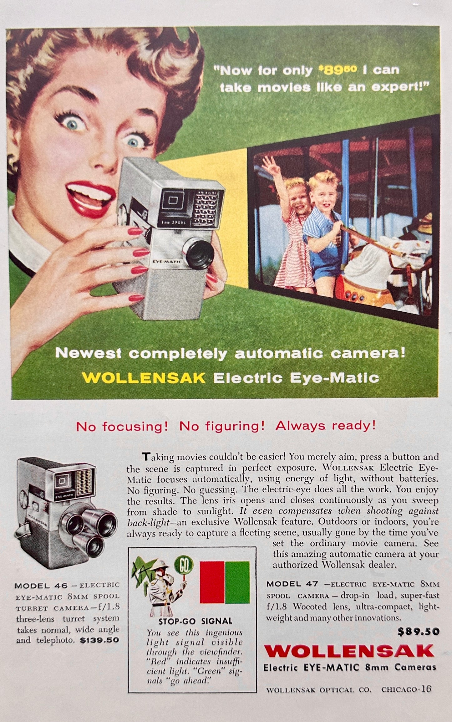 1958 Wollensak Electric Eye-matic & Louisiana Vacation Magazine Ad