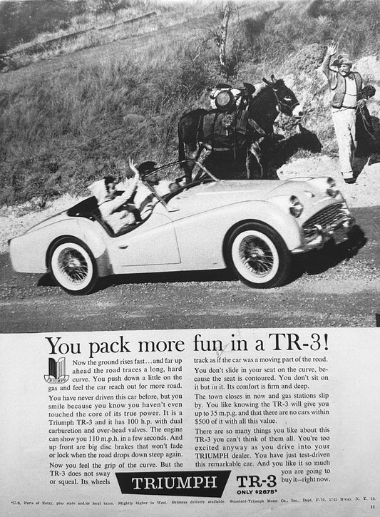 1960 Triumph TR-3 You Pack More Fun -  Magazine Ad