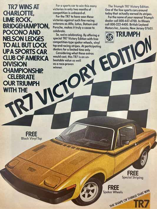 1976 British Leyland Triumph TR7 Victory Edition Magazine Ad