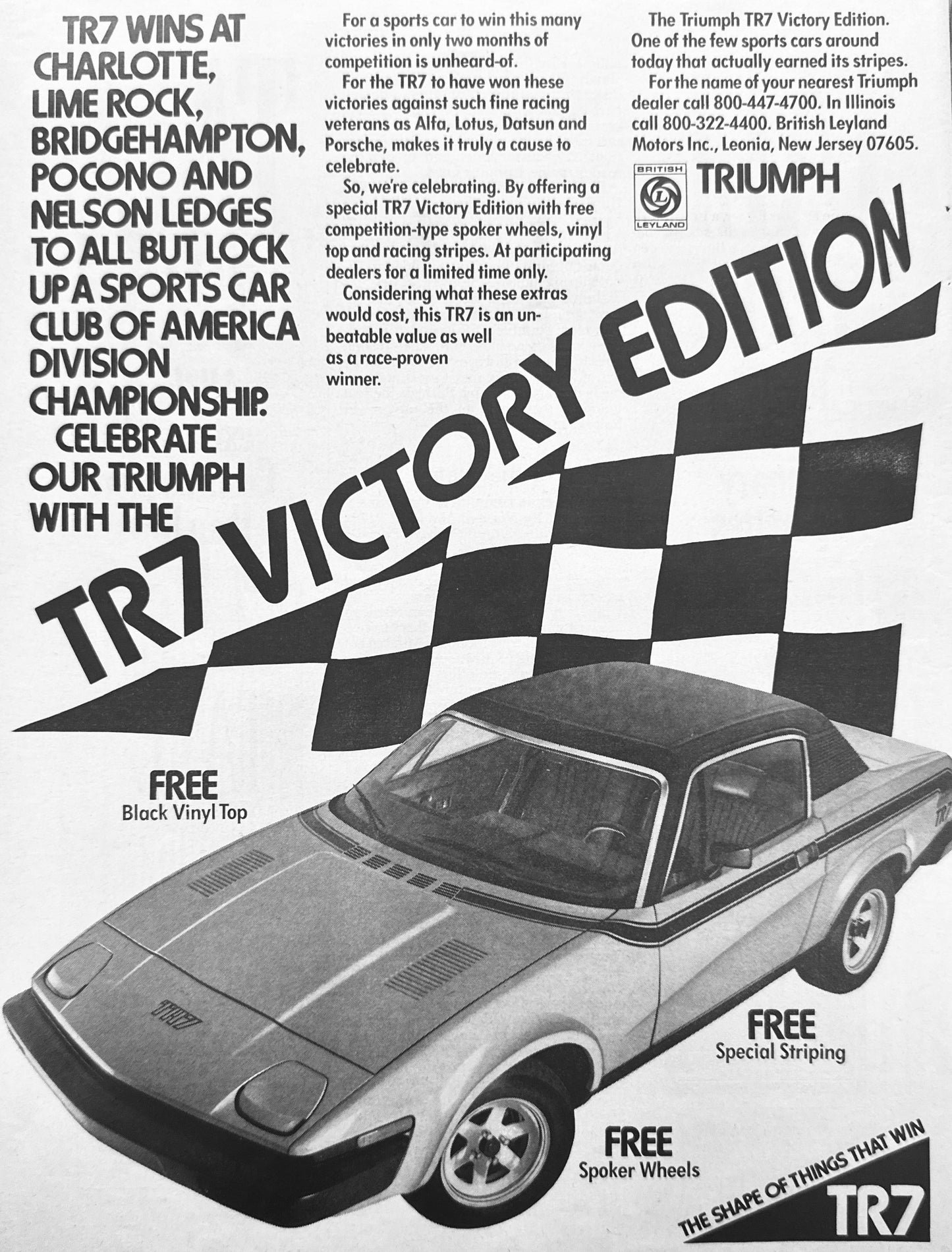 1976 British Leyland Triumph TR7 Victory Edition Magazine Ad