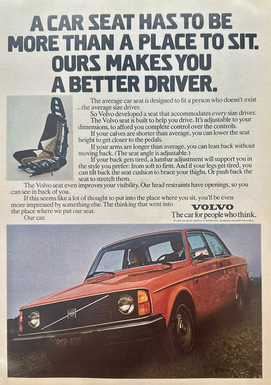 1974 Volvo Car Seats Make You A Better Driver - Vintage Ad