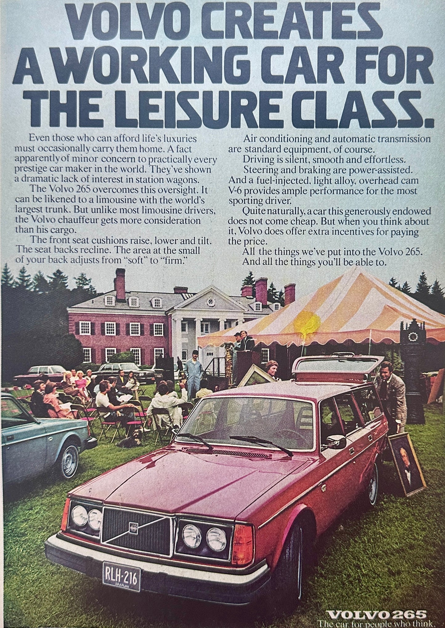 1976 Volvo 265 - Party Tent on the Lawn - Vintage Ad