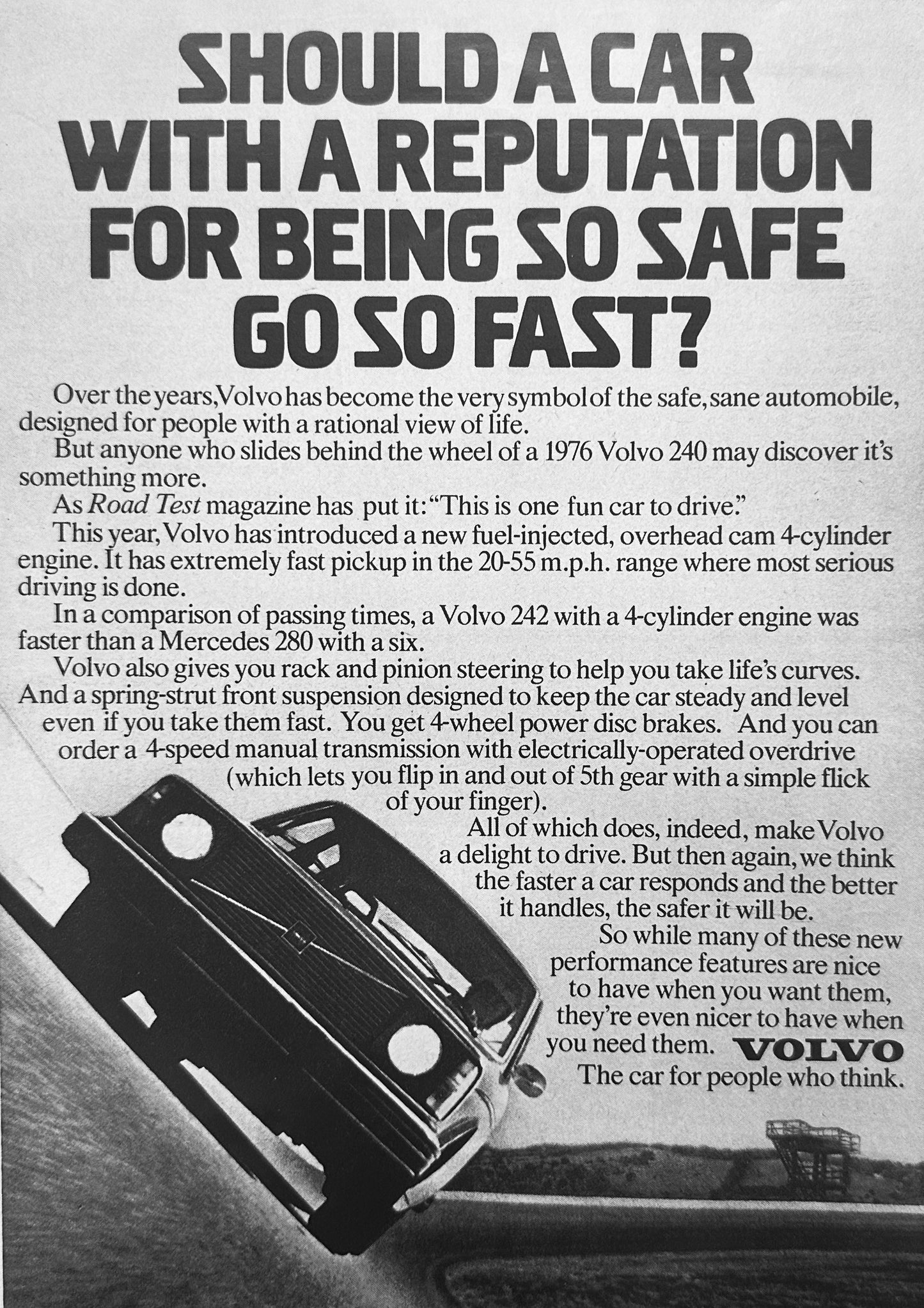 1976 Volvo 240 Speed & Safety Magazine Ad