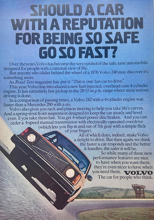 1976 Volvo 240 Speed & Safety Magazine Ad