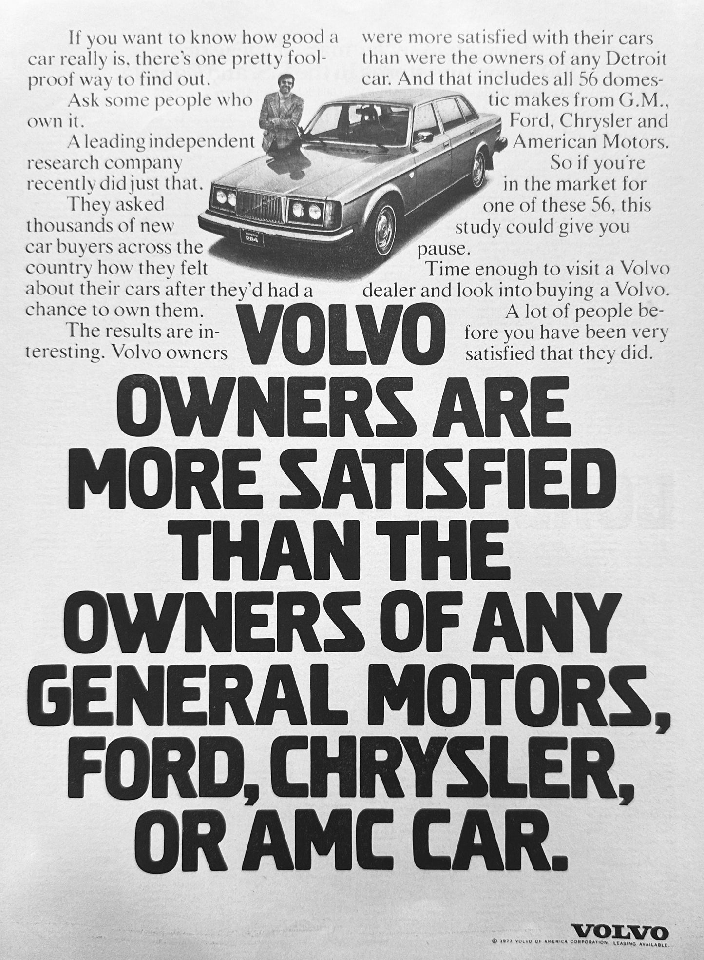 1977 Volvo Owner Are More Satisfied Than Others - Vintage Ad