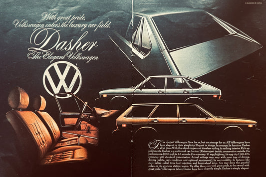 1976 2-Page VW Volkswagen Dasher Magazine Ad