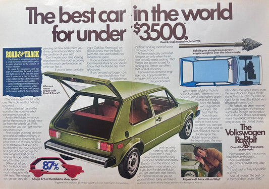 1976 Volkswagen Rabbit - In Green - Centerfold - Vintage Ad