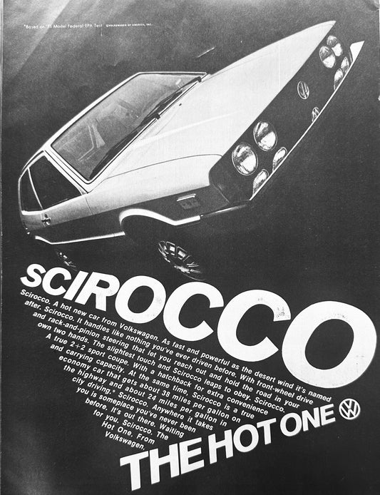 1975 Volkswagen Scirocco  - The Hot One - Magazine Ad