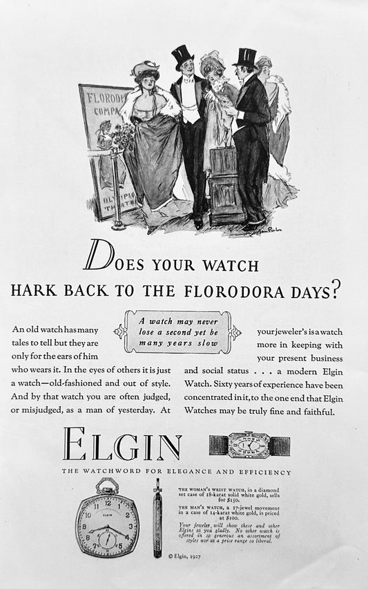 1927 Elgin Watches & Dayton Balloon Tires - Florodora Days - Vintage Ad N320