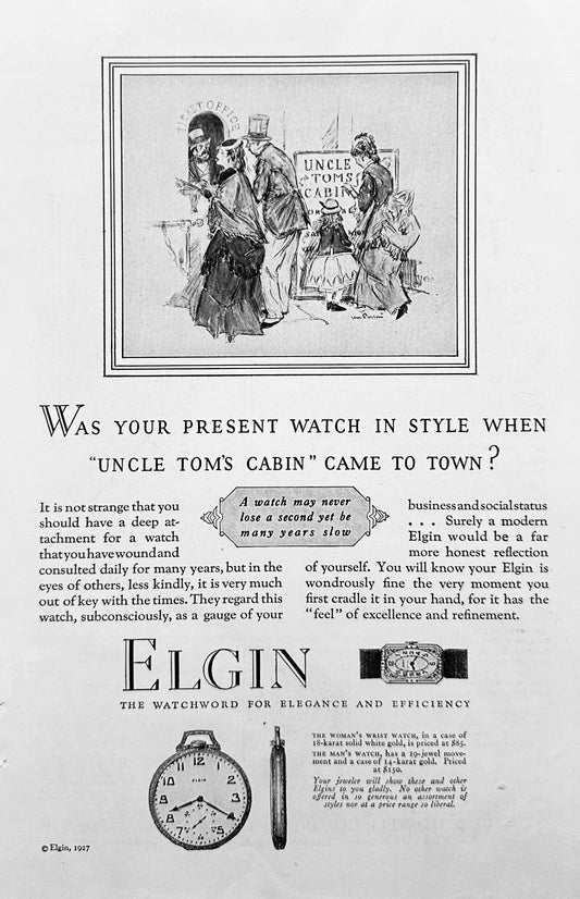 1927 Elgin Watches - Uncle Tom's Cabin & Dayton Tires Vintage Ads N321