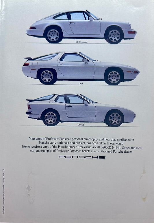 1989 Porsche - Professor Porsche's Personal Philosophy - Vintage Ad