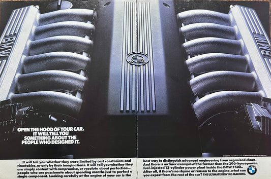 1989 BMW 750iL 296 hp 12-Cylinder Power Plant 2-Page Ad