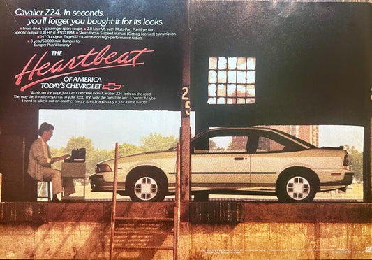 1989 2-Page Chevrolet Cavalier Z24 Original Magazine Ad