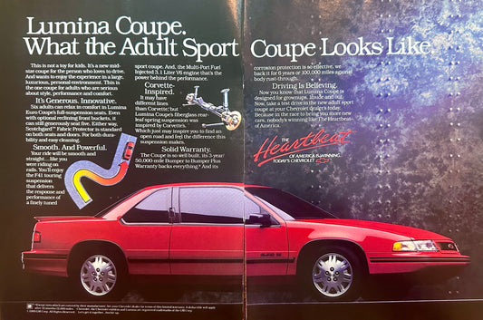 1989 Chevy Chevrolet Lumina 2-Page Sport Sedan Vintage Advertisement