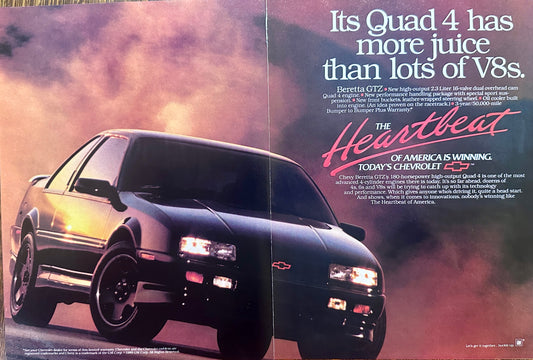 1989 Chevrolet Beretta GTZ - Quad 4 - 2 Page Ad