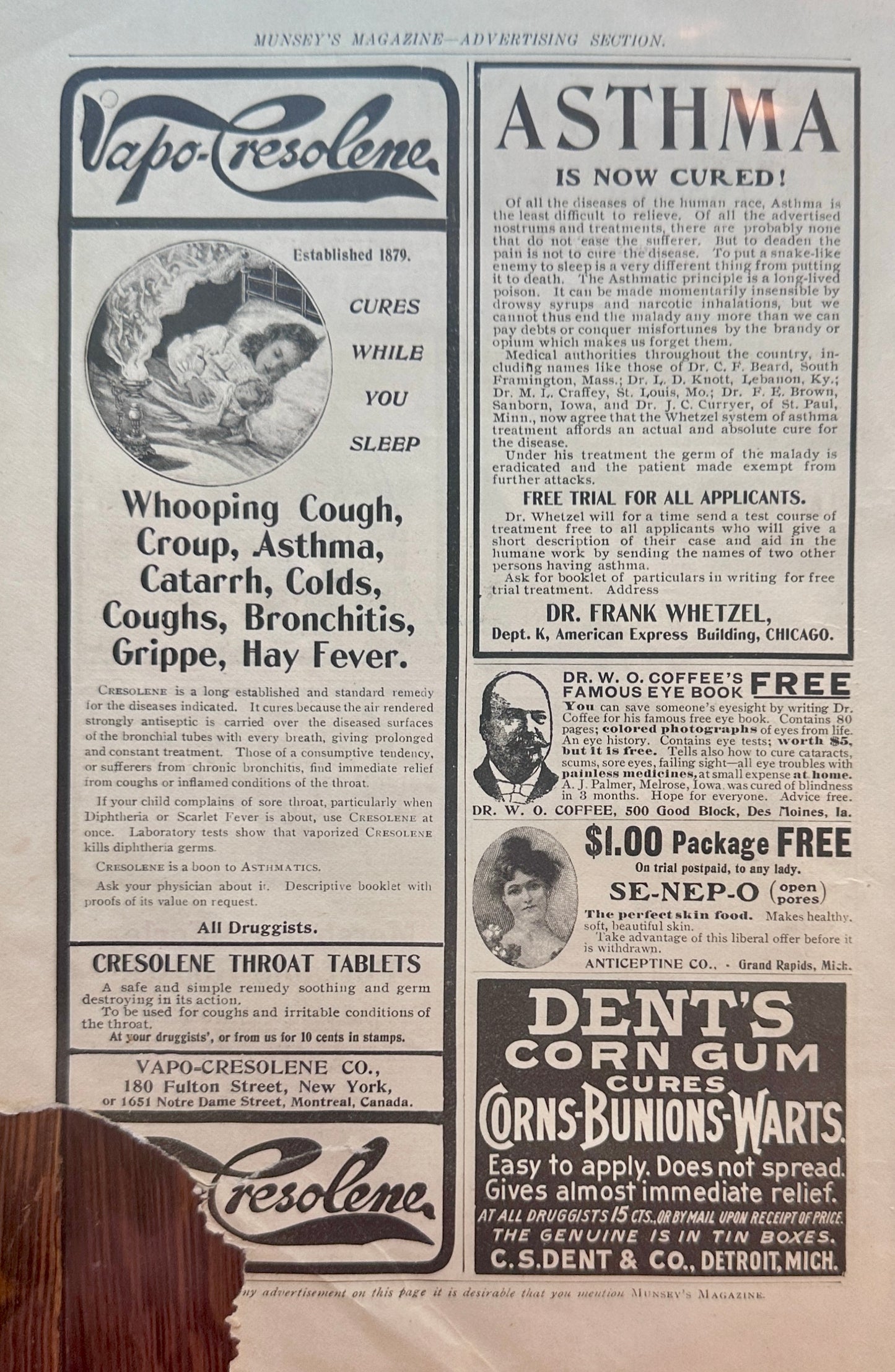 1902 Vapo-Cresolene & Conklin's Self Filling Pen Advertisements