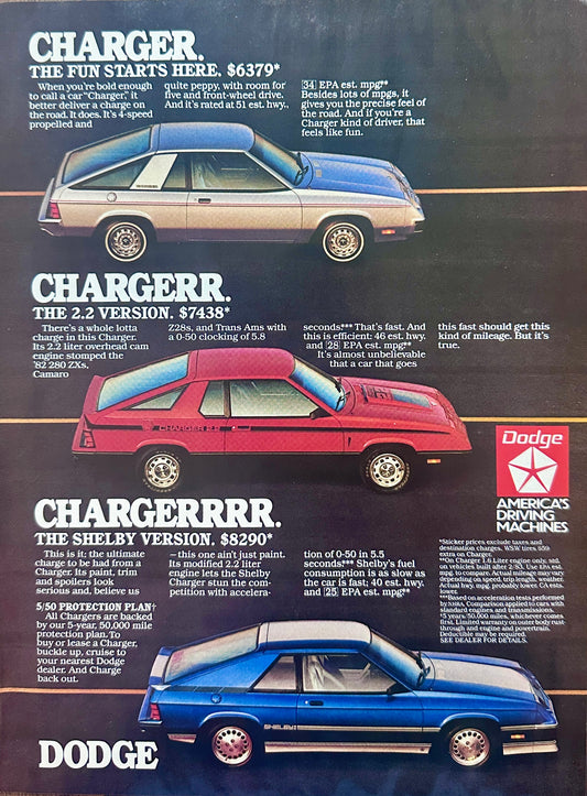 1983 Dodge Charger - 3 Body Styles + Datsun 280-ZX Magazine Ads